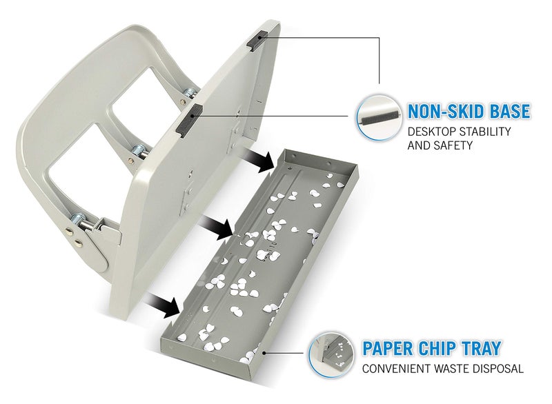 Carl, Medium-Duty 3 Hole Paper Punch, 40 Sheet Punch Capacity, Metallic, Model:HC-340 - Image 4